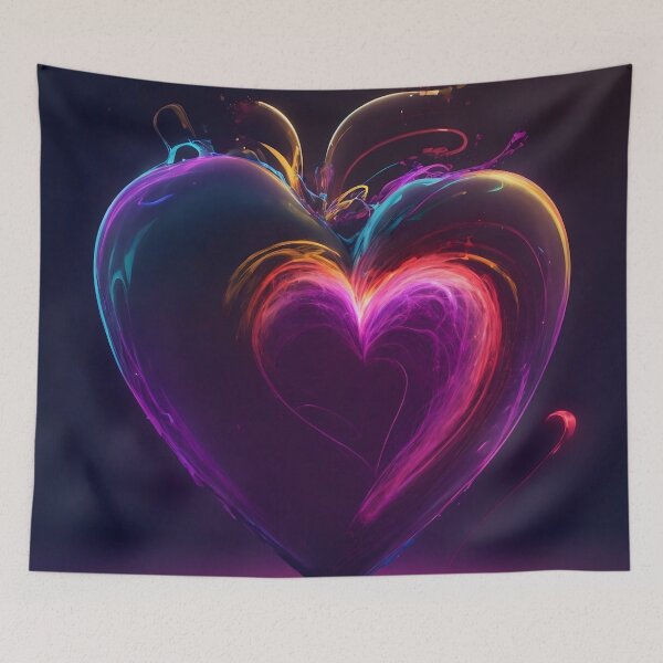 Item preview, Neon Heart Digital Art | Glowing Futuristic Love Artwork | Cyberpunk Pink & Purple Aesthetic designed and sold by Pixel Rush.