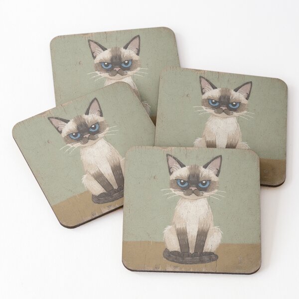 Item preview, Alert Siamese Cat Folk Art designed and sold by PictorialWhimsy.