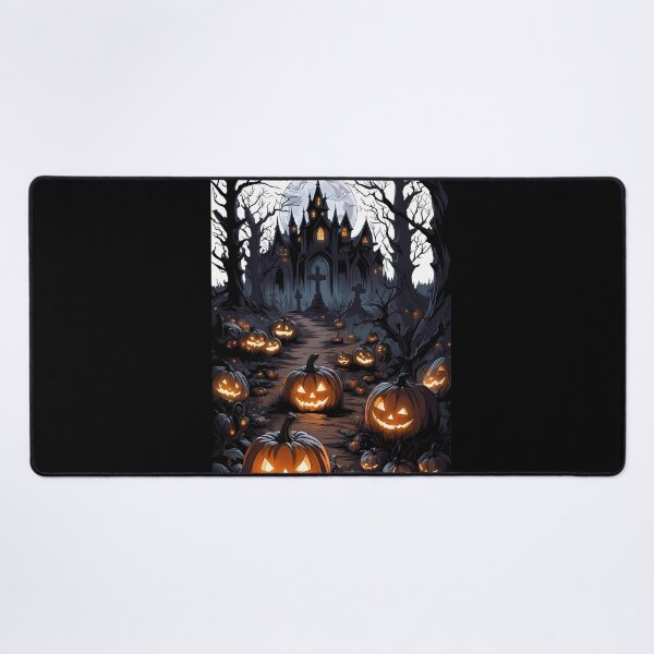 Item preview, Spooky Halloween Pumpkin Patch & Gothic Castle illustration designed and sold by sabartgunpla.