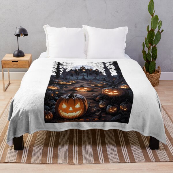 Item preview, Spooky Halloween Pumpkin Patch & Gothic Castle illustration designed and sold by sabartgunpla.