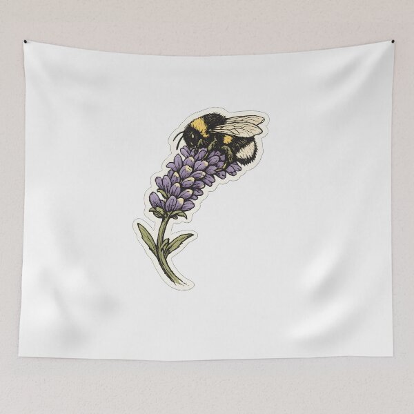 Item preview, Bumblebee Lavender Hand Drawn Garden Nature Design designed and sold by Naviora.