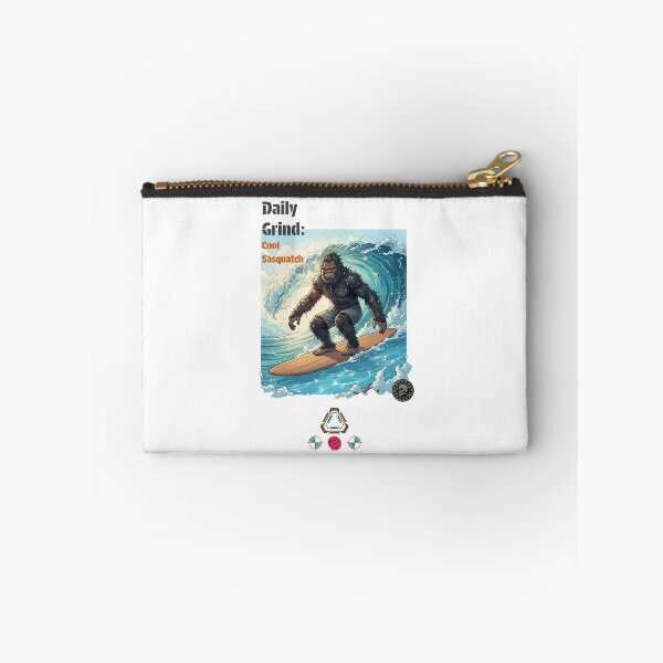 Item preview, Bigfoot Surfing A Wave Retro Comic Cartoon Cryptid Yeti Surfboard Art designed and sold by Whimsy Trail Co.