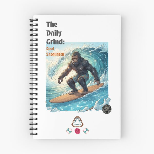 Item preview, Bigfoot Surfing A Wave Retro Comic Cartoon Cryptid Yeti Surfboard Art designed and sold by Whimsy Trail Co.