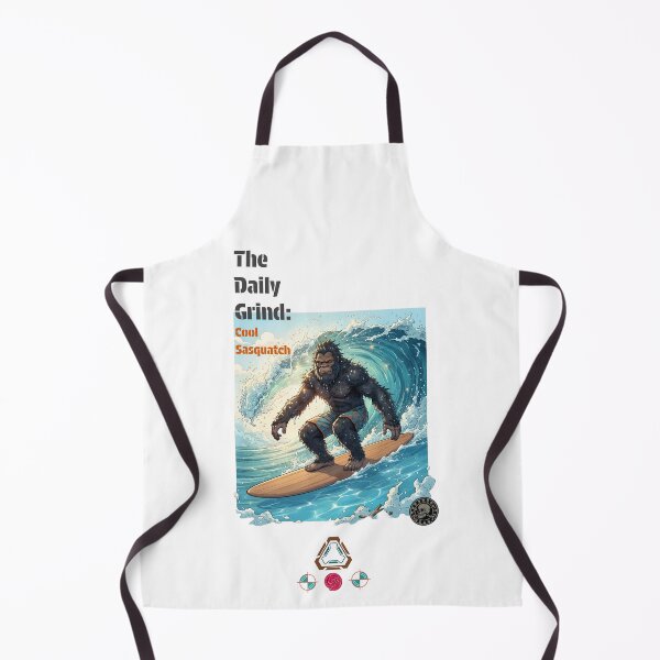 Item preview, Bigfoot Surfing A Wave Retro Comic Cartoon Cryptid Yeti Surfboard Art designed and sold by Whimsy Trail Co.