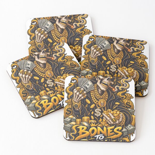 Item preview, Gangster Skull Gold Chains Money Dark Streetwear designed and sold by Ghost Of Chill.