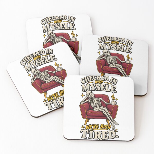 Item preview, Funny Skeleton Shirt, Checked In With Myself Tee, Tired Sarcastic Graphic T-Shirt, Mental Health Humor Gift, Coffee Lover Shirt designed and sold by My Gift Prints LLC.