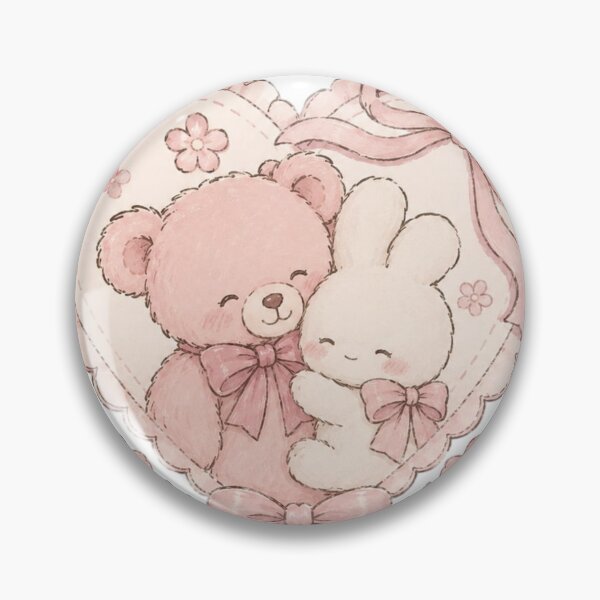 Item preview, Cute Pink Teddy Bear and Bunny - Cute Aesthetic  designed and sold by Luxnox.