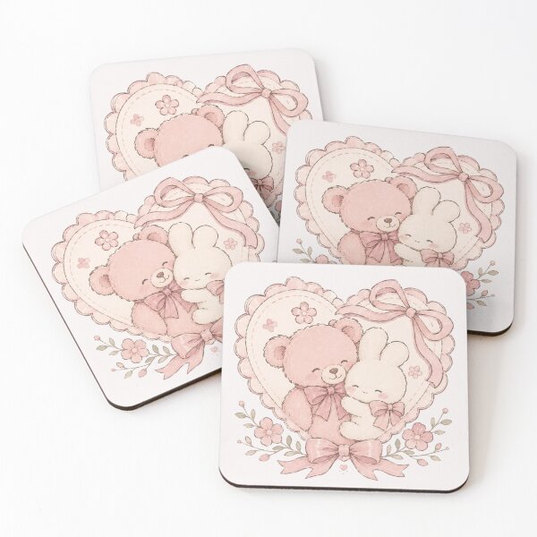 Item preview, Cute Pink Teddy Bear and Bunny - Cute Aesthetic  designed and sold by Luxnox.
