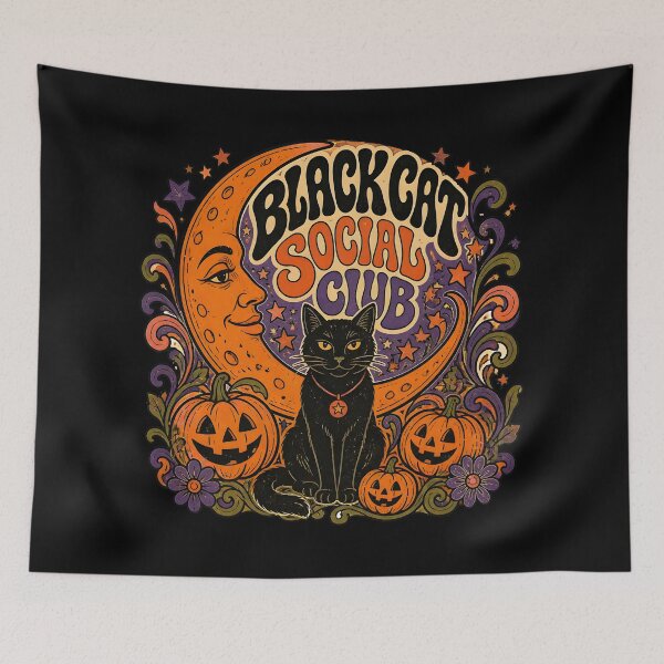 Item preview, Black Cat Social Club Psychedelic Halloween designed and sold by LiviuGligoros.