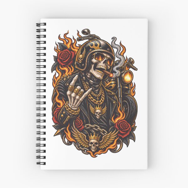 Item preview, Skeleton Biker Roses Flames Gothic Streetwear designed and sold by Ghost Of Chill.