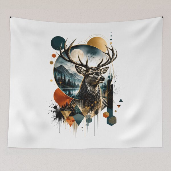 Item preview, A Majestic Stag Symphony of Antlers and Abstract Dreams designed and sold by KLERIKSTORE.