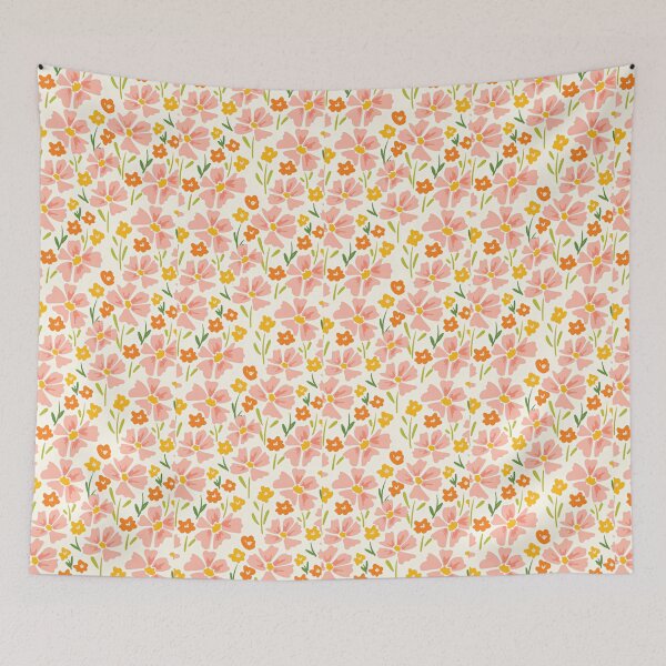 Item preview, Charming Pink and Orange Dainty Wildflower Seamless Pattern designed and sold by LuxocaDesigns24.