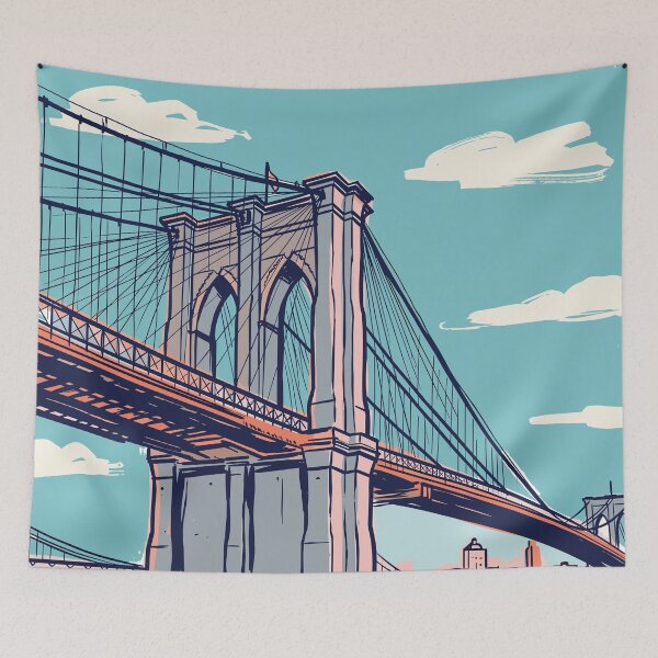 Item preview, Brooklyn Bridge Vintage Retro USA Travel designed and sold by RareDeerArt.