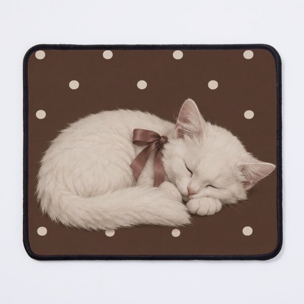Item preview, Cute White Cat with Bow - Cozy Cute Cat  designed and sold by Luxnox.