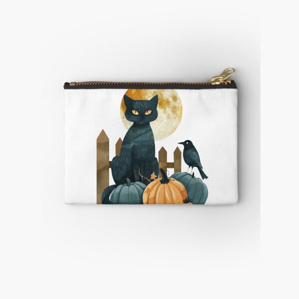 Item preview, Black Cat with Pumpkins Harvest Moon Art designed and sold by DreamelleStudio.