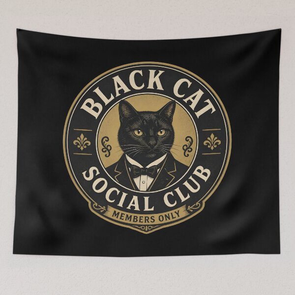 Item preview, Black Cat Social Club Members Only Halloween designed and sold by OliviaHayesArt.