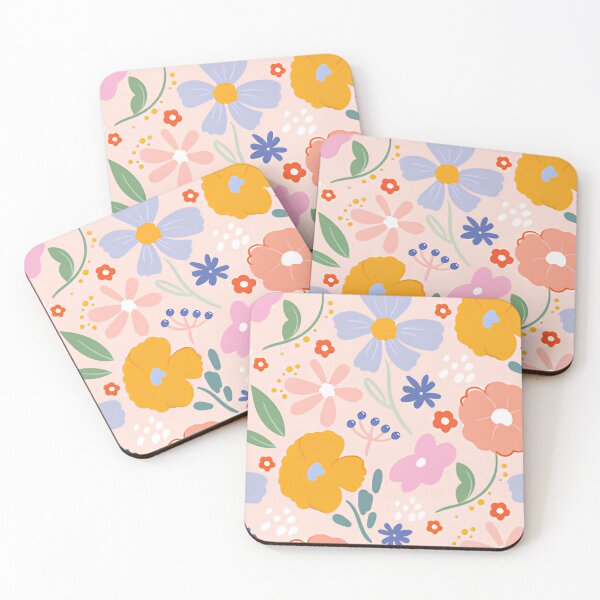Item preview, Vibrant Pastel Flower Meadow Pink Background Seamless Pattern designed and sold by LuxocaDesigns24.