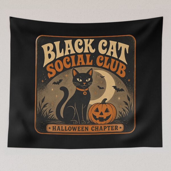 Item preview, Black Cat Social Club Halloween Chapter Retro designed and sold by OliviaHayesArt.