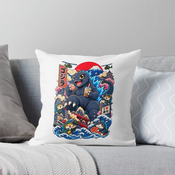 Aperçu de l'œuvre Catzilla – Chat Kaiju japonais Kawaii créée et vendue par Pandaburba.