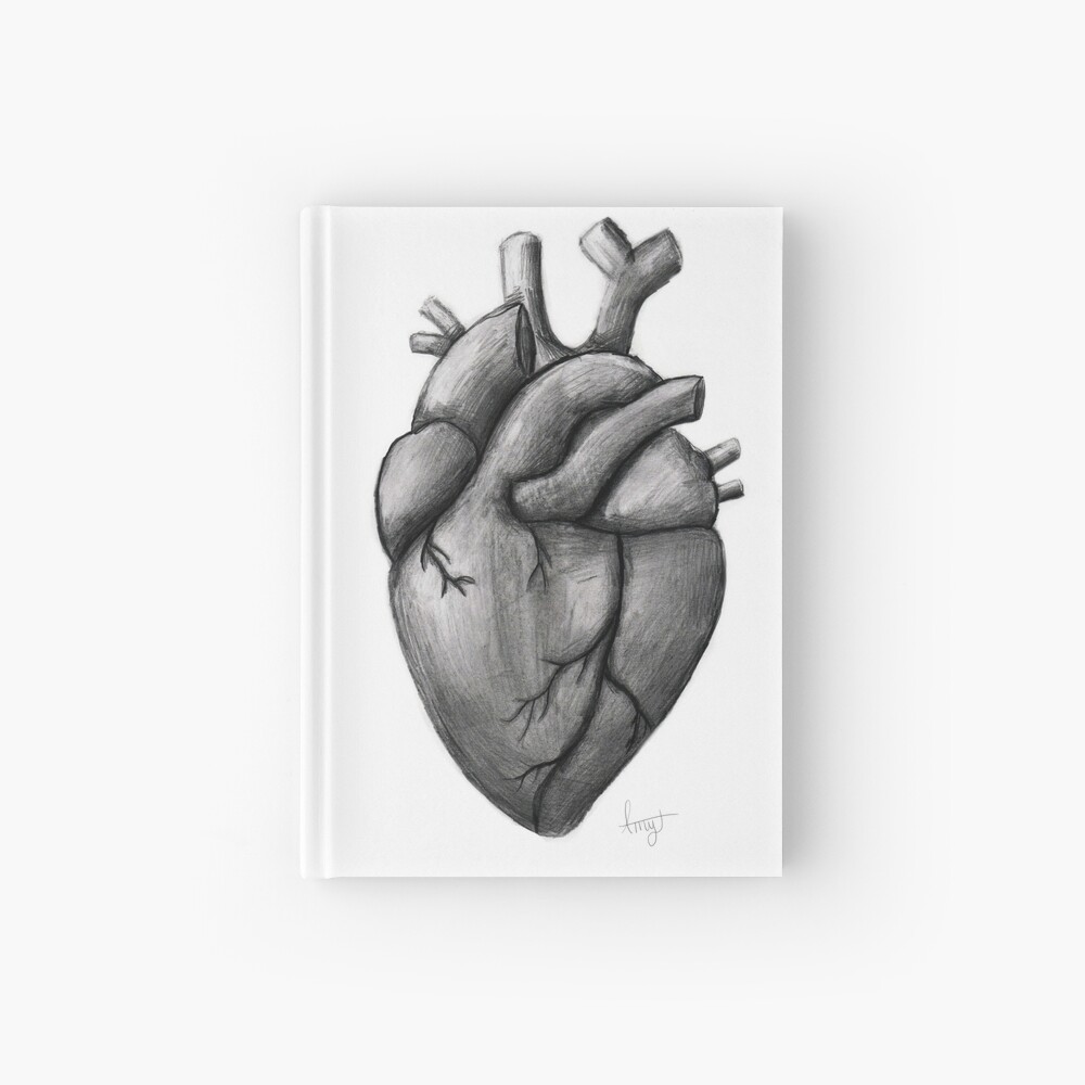 Pencil Anatomical Heart Drawing Spiral Notebook By Amycdraws Redbubble