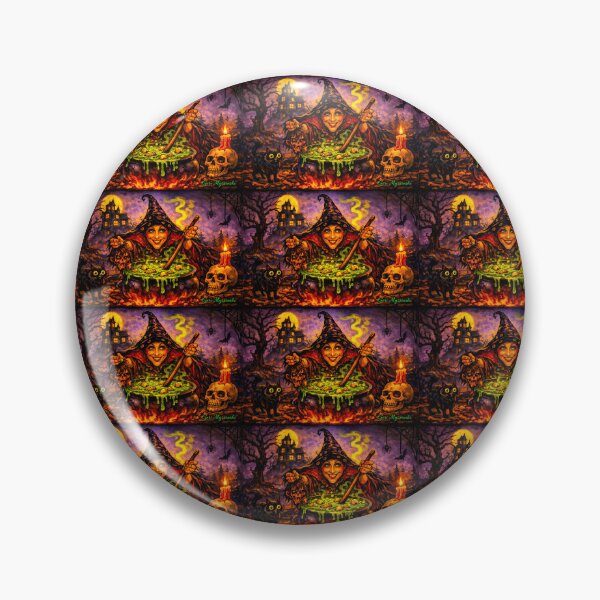 Item preview, Halloween Witch Brewing Stew – Spooky Full‑Moon Cauldron Cartoon Art designed and sold by The Art Queen Of Michigan .