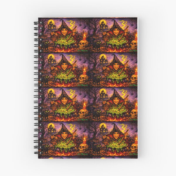 Item preview, Halloween Witch Brewing Stew – Spooky Full‑Moon Cauldron Cartoon Art designed and sold by The Art Queen Of Michigan .