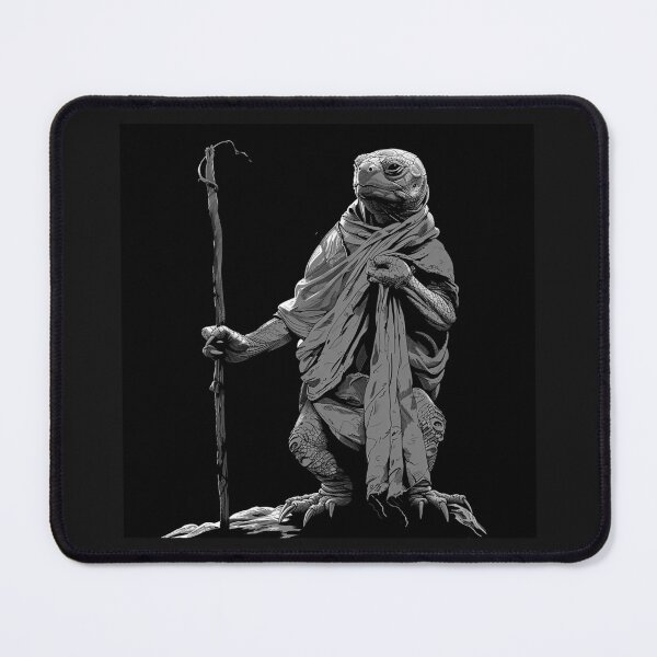 Item preview, Mystic Tortoise Monk with Staff Dark Fantasy Reptile Art designed and sold by inkoutninja.