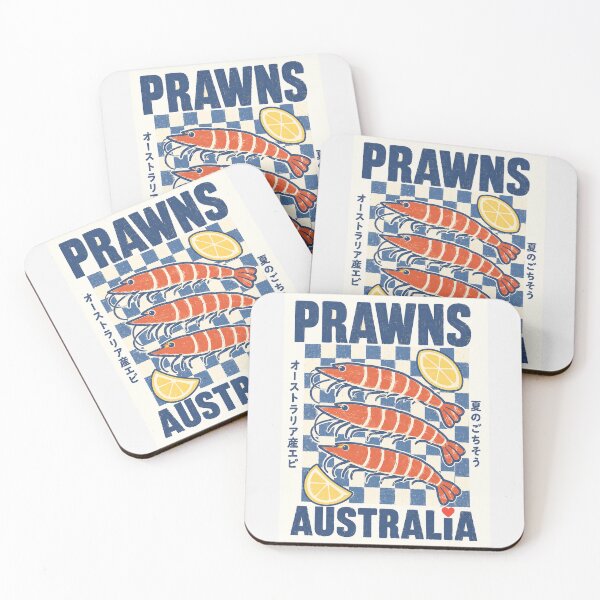 Item preview, Prawns Australia Retro Aussie Tiger Prawn Seafood Checkerboard Lemon designed and sold by Yellowriversss.