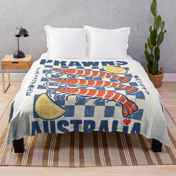 Item preview, Prawns Australia Retro Aussie Tiger Prawn Seafood Checkerboard Lemon designed and sold by Yellowriversss.