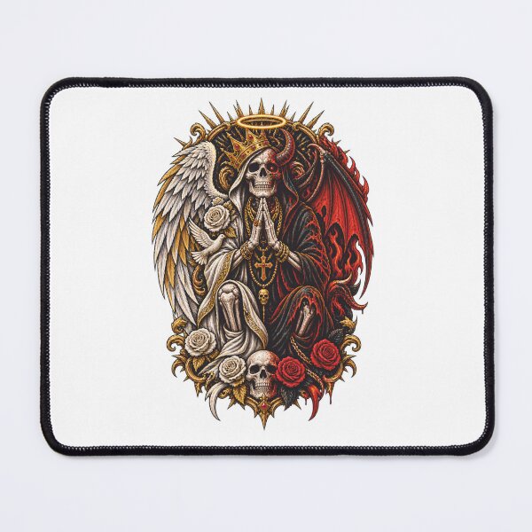Item preview, Skull Angel Devil Wings Gold Halo Gothic Art designed and sold by Ghost Of Chill.