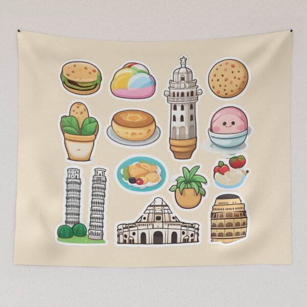Item preview, Italian Culture Icons – Cute Food & Landmarks Stickers designed and sold by Yasmine Mohammed.