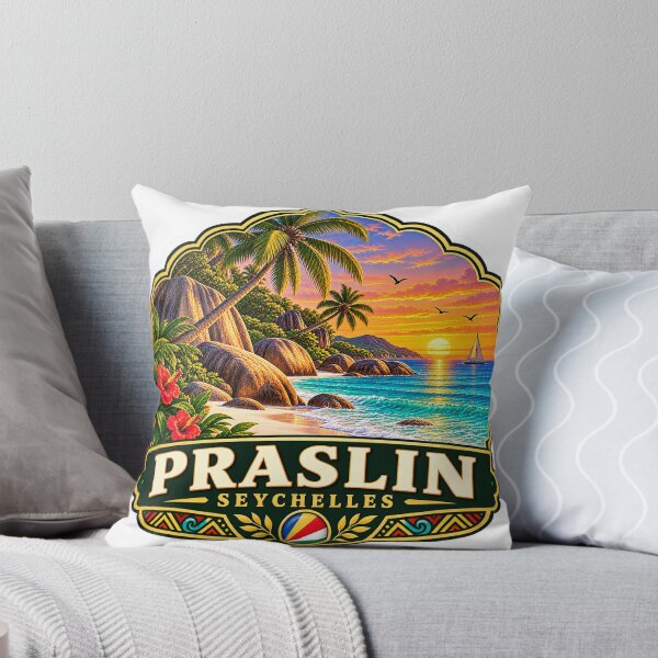 Item preview, Praslin Seychelles Tropical Island Vintage Travel Badge designed and sold by ChicClicker.