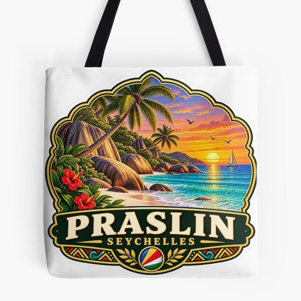 Item preview, Praslin Seychelles Tropical Island Vintage Travel Badge designed and sold by ChicClicker.