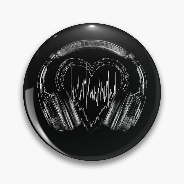 Item preview, Headphones Heartbeat Waveform Music Lover Black and White Art designed and sold by inkoutninja.
