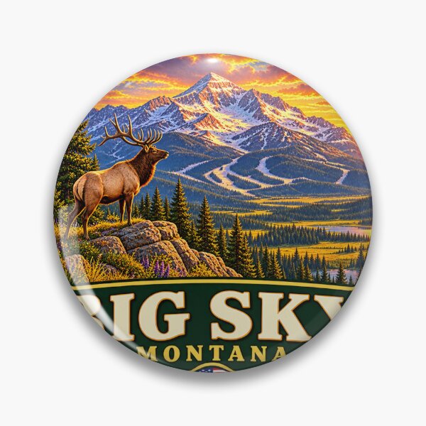 Item preview, Big Sky Montana Mountain Adventure Vintage Travel Badge designed and sold by ChicClicker.