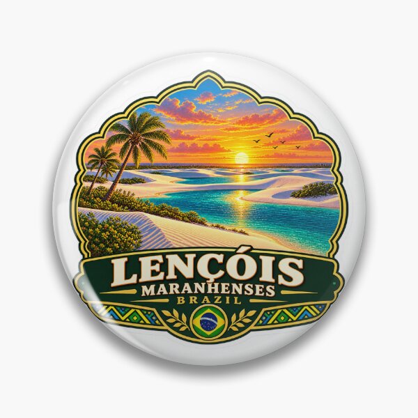 Item preview, Lençóis Maranhenses Brazil Lagoon Dunes Vintage Travel Badge designed and sold by ChicClicker.