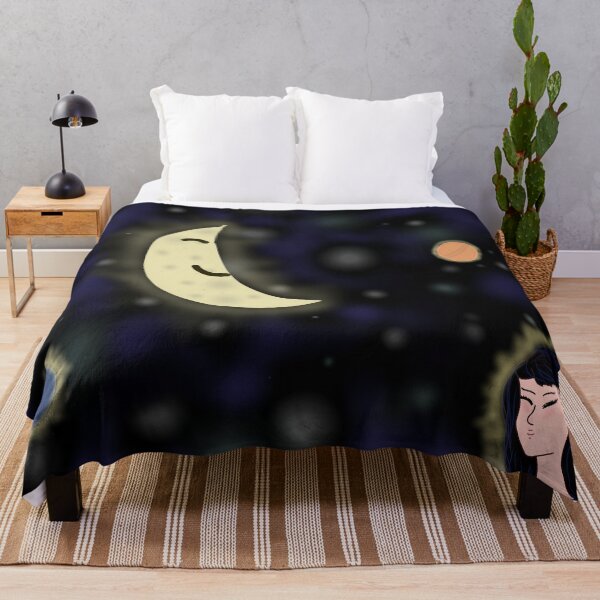 Item preview, Smiling Moon and Starry Night Space Girl designed and sold by Ployphaiphai .