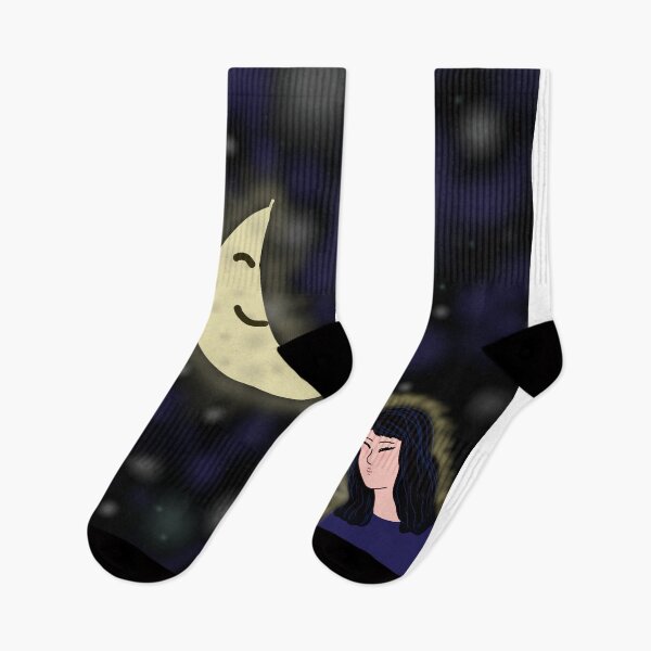 Item preview, Smiling Moon and Starry Night Space Girl designed and sold by Ployphaiphai .