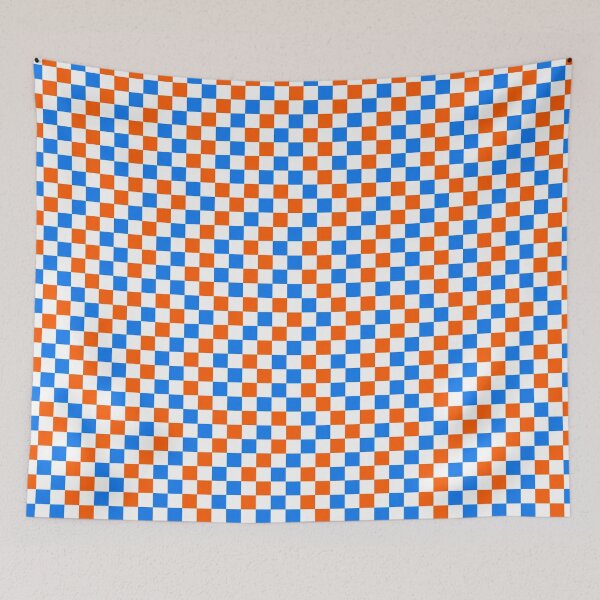 Item preview, Blue And Orange Checkered Design White  designed and sold by PatternTitan.
