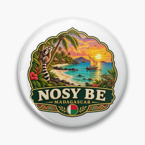 Item preview, Nosy Be Madagascar Tropical Island Vintage Travel Badge designed and sold by ChicClicker.