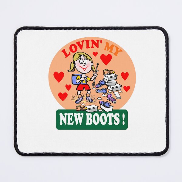 Item preview, Lovin' my new boots hiking cartoon designed and sold by Al Benge - NZ & Australian Art.