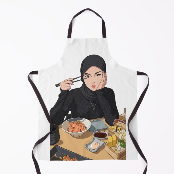 Item preview, Japanese Food & Sushi Feast Chic Hijab Girl hand draw Illustration designed and sold by sabartgunpla.