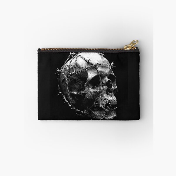 Item preview, Barbed Wire Skull Gothic Macabre Memento Mori Black and White Art designed and sold by inkoutninja.