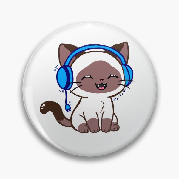 Item preview, Happy Siamese Cat with Blue Headphones - Kawaii Lofi Cat Music designed and sold by BunnySoftArt.