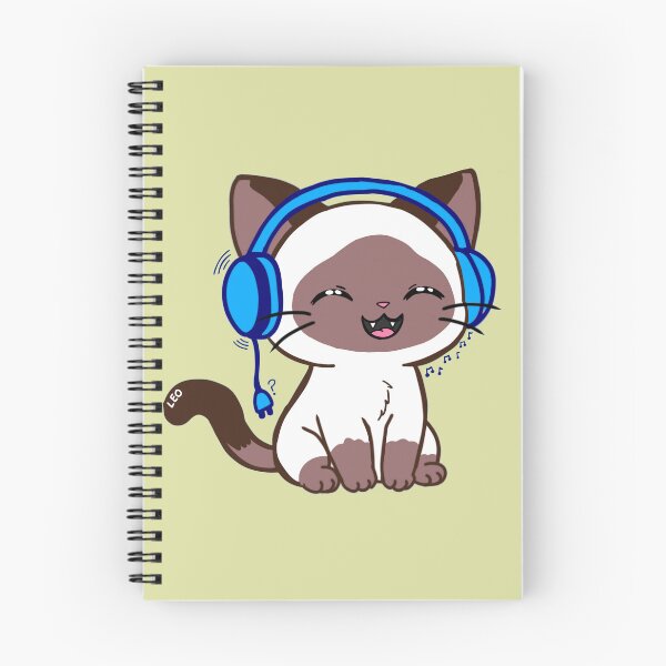 Item preview, Happy Siamese Cat with Blue Headphones - Kawaii Lofi Cat Music designed and sold by BunnySoftArt.