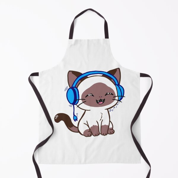 Item preview, Happy Siamese Cat with Blue Headphones - Kawaii Lofi Cat Music designed and sold by BunnySoftArt.