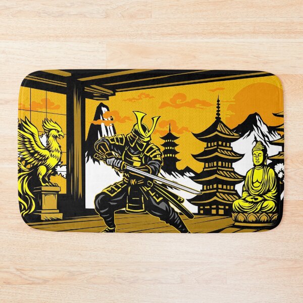 Artikelvorschau, Goldene Samurai-Krieger-Tempel-Silhouette entworfen und verkauft von Baihuart.