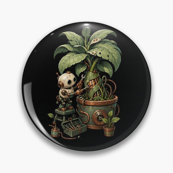 Item preview, Vintage Robot Fixing Giant Plant designed and sold by Fun2Fentastic.