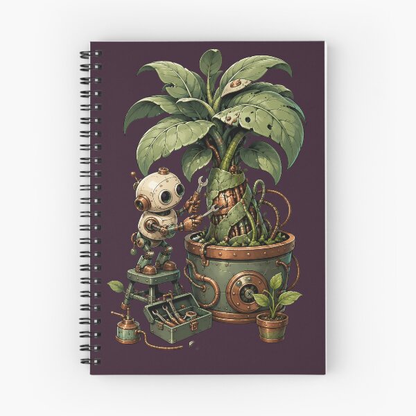 Aperçu de l'œuvre Robot vintage réparant une plante géante créée et vendue par Fun2Fentastic.
