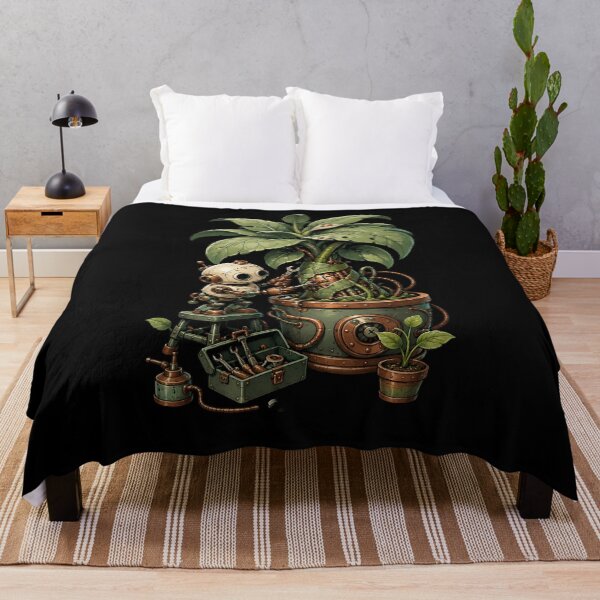 Item preview, Vintage Robot Fixing Giant Plant designed and sold by Fun2Fentastic.